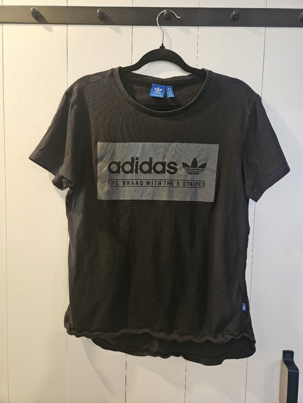 Adidas Black Tee with Gray Logo In Small